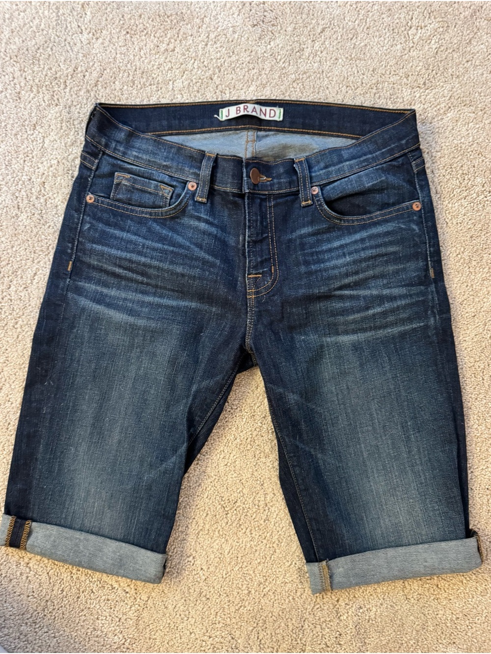 J Brand Indigo Washed Denim Roll-Cuff Shorts
